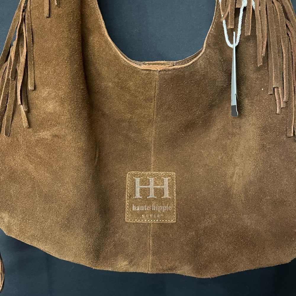Haute Hippie Brown Suede Fringe Hobo Bag NWT - Picture 4 of 15